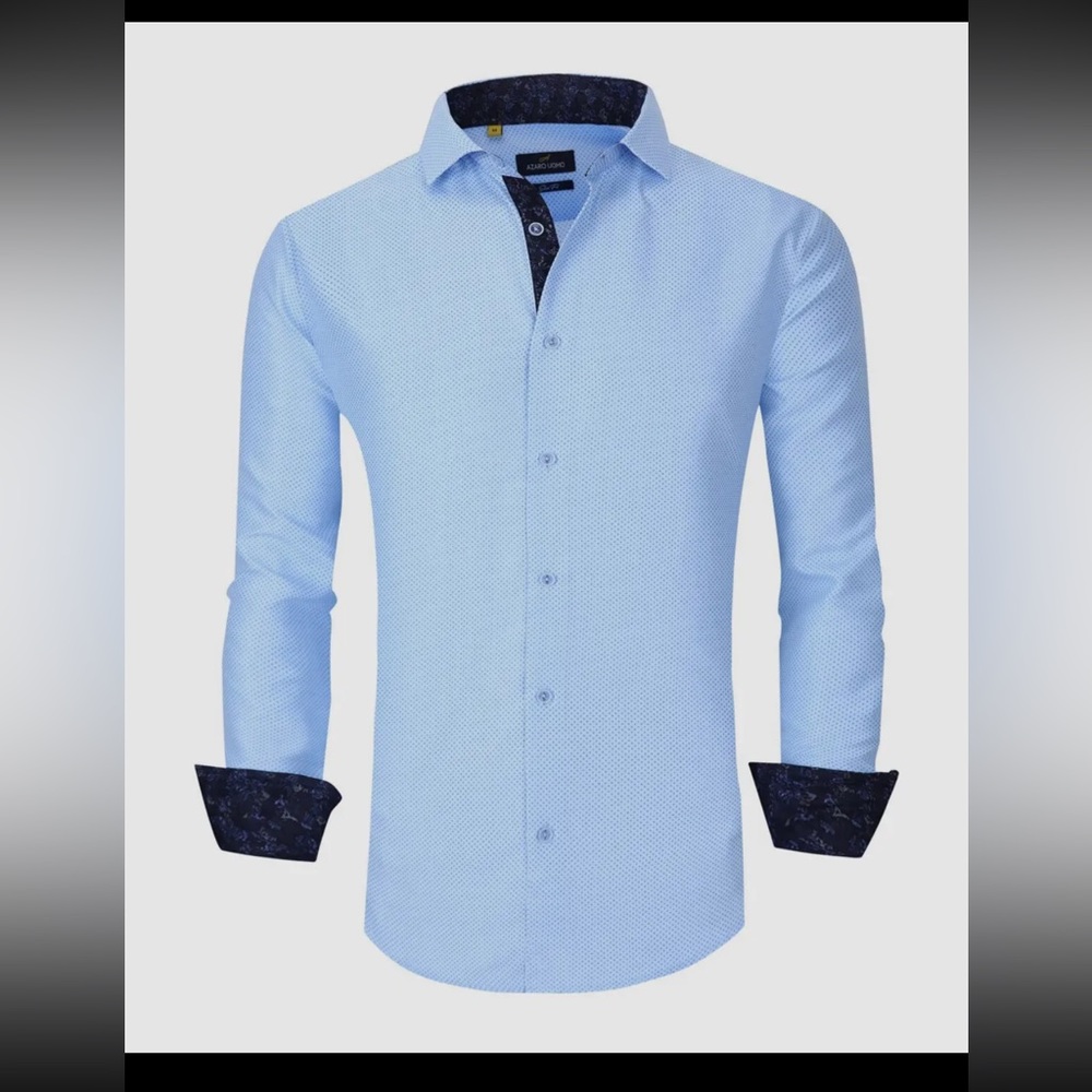 Patterned Long Sleeve Performance Button-Up Shirt
Azaro Uomo